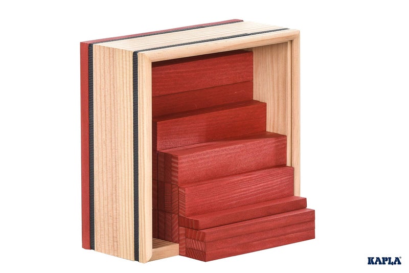 KAPLA 40 Squares Red - Wooden Construction Set - 40 Red Colored Building Planks - for Ages 3+ - Image 4